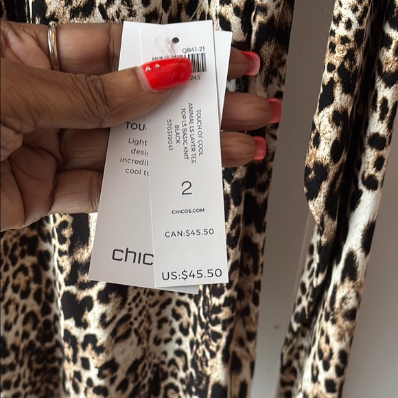 Chico's Brown and Black Long Sleeve Tee - Picture 4 of 5